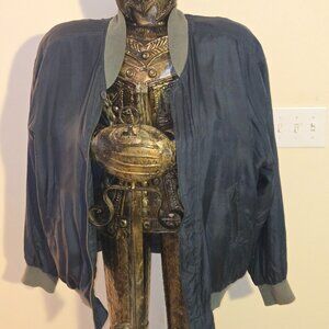 Vintage 1980s Silk Icon Bomber Jacket - 100% Silk (Men’s XL)